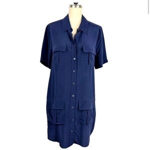 EQUIPMENT BLUE SILK SHIRT DRESS SIZE M